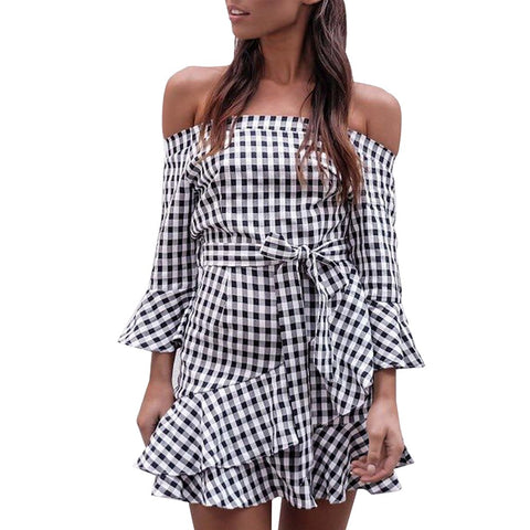 Sydney Ruffles Checkered Dress