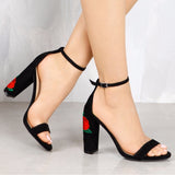 Roses Suede Heel Sandals Shoes